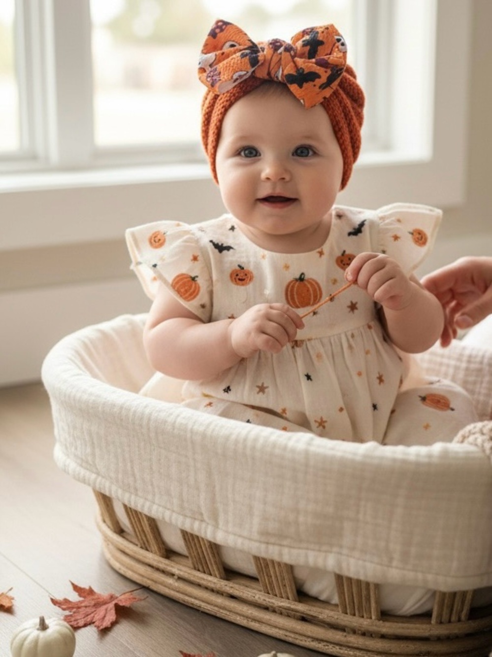 Handmade Halloween Baby Toddler Knit Turban Beanie Bow Hat - Picture 3 of 12